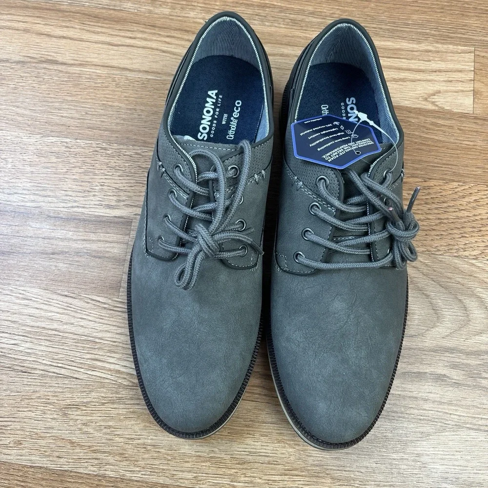 Sonoma Freer Men's Dress Shoes in Slate Gray Size 9.5 Lace up Faux‎ Suede NEW
